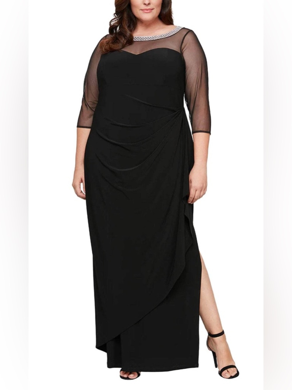 Alex Evenings 84351578 - Quarter Sleeve Sheer Formal Dress